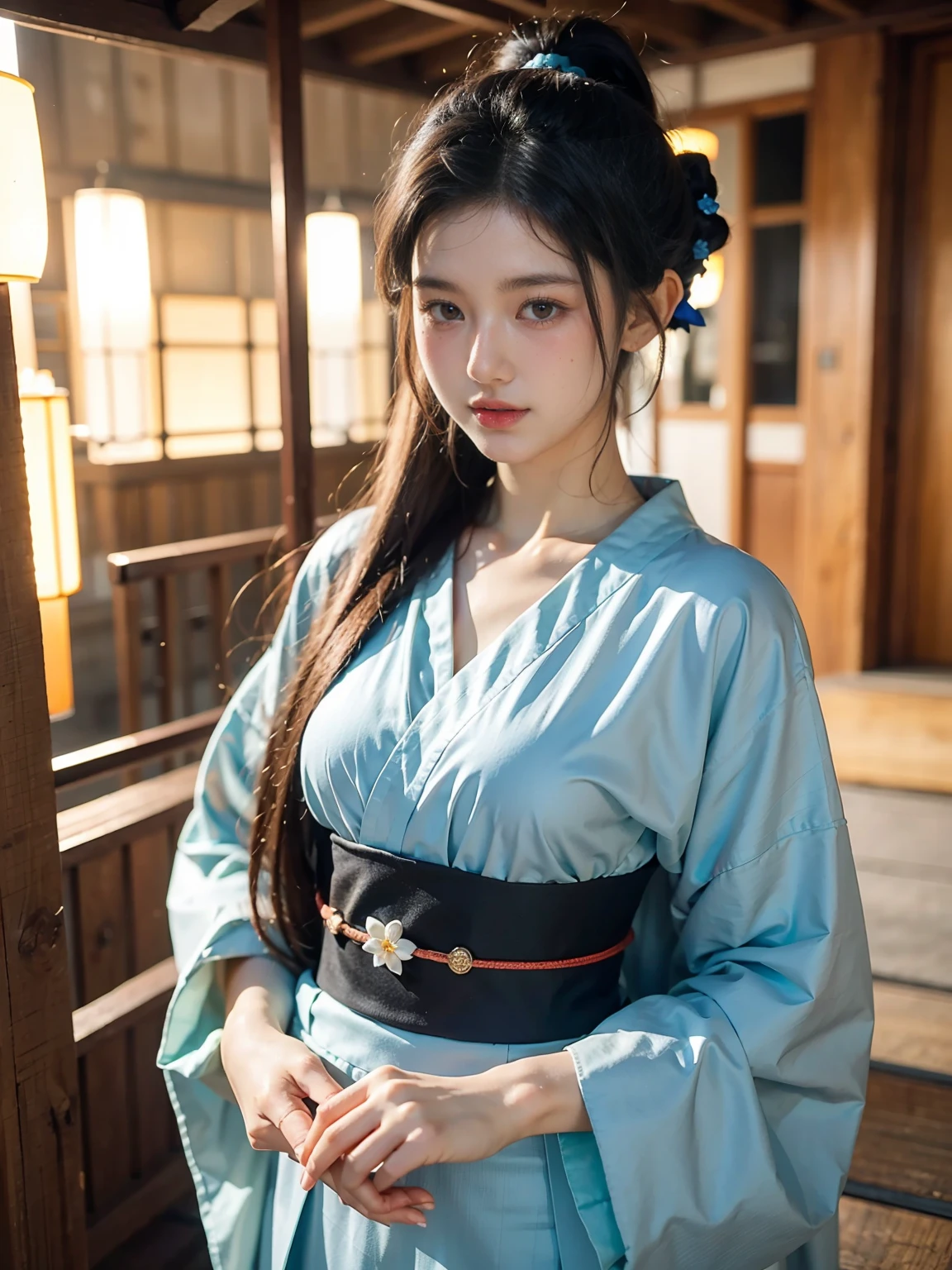 look at camera,(((top quality, 8k, masterpiece))), crisp focus, (beautiful woman with perfect figure), slender, (hairstyle: up)), ((kimono: Kara)), street: 1.2 Highly detailed face and skin texture Detailed eyes Double eyelids random posture, (smile),super cute Japan person,super beauty Japanese girl, realistic face, double eyelid,smile,summer festival , at sunset , beautiful tooth , fire-works back-ground.