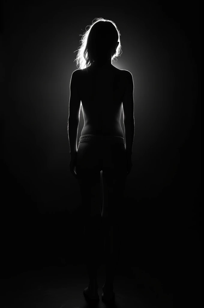 (Realisitc:1.5) (view from front) EdobShadow a woman in the dark, Seated on the floor with legs bent and feet together, (black background:1.3) <lora:EdobShadow_v1.0:1>