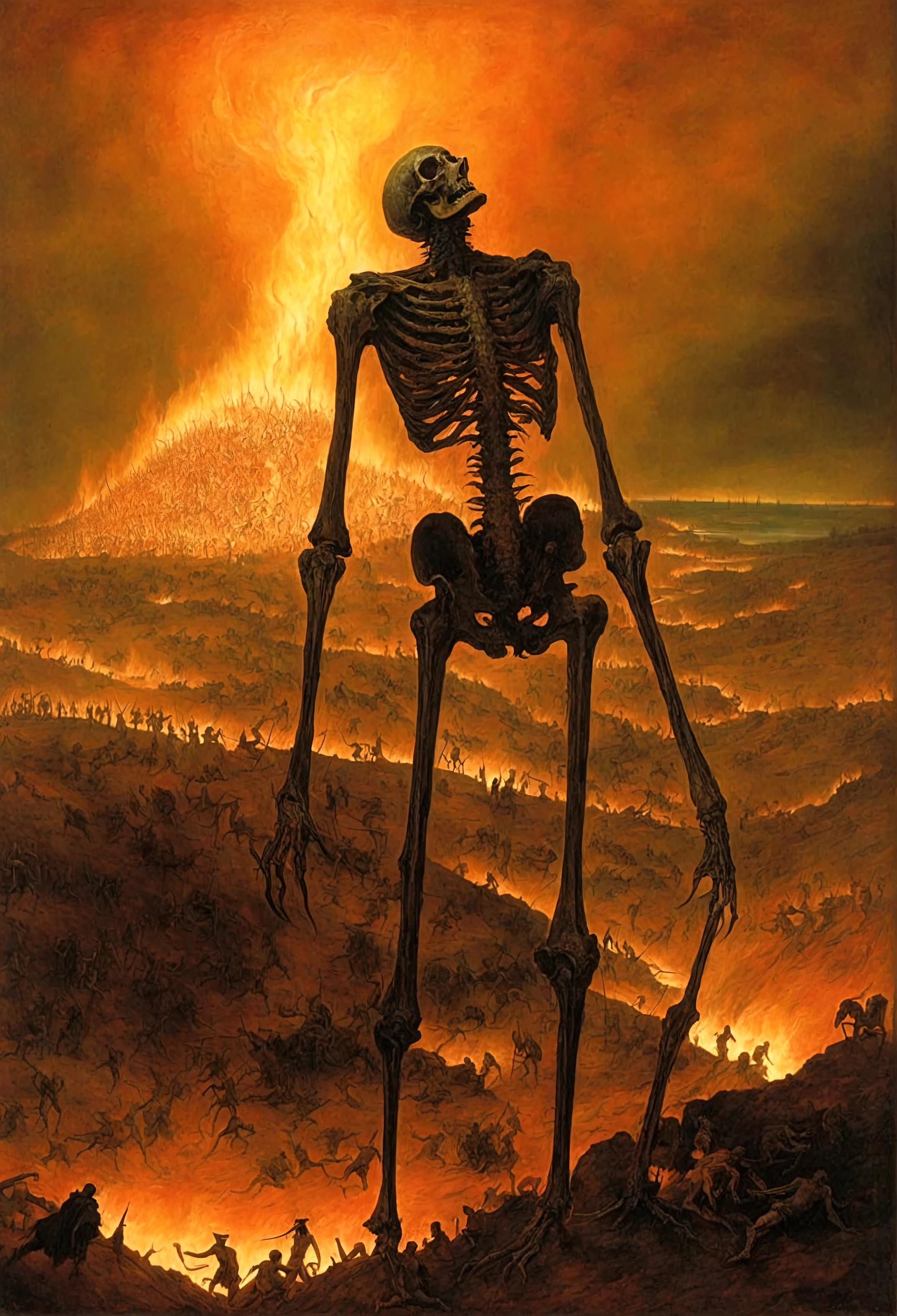 Mythical creatures, author： Dzislaw Beksiński、Pieter Bruegel , The Burning Land、cadaver