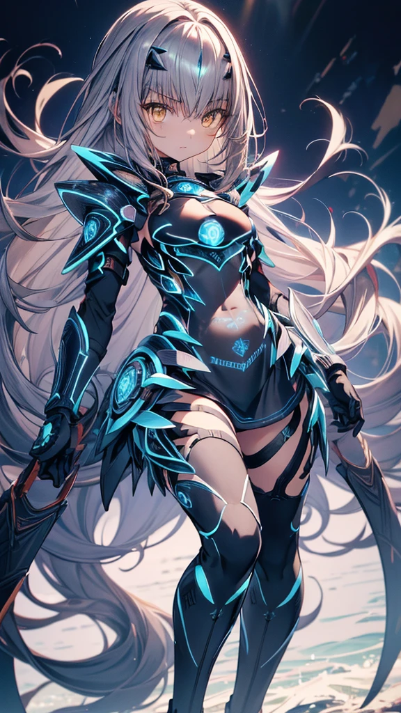 Realistic, (1girl), (masterpiece, top quality, best quality, beauty and aesthetics: 1.2), very detailed, colorful, most detailed, zentangle, (phoenix in background), blonde hair, long hair, glowing blue eyes, tan lines, black skin, sexy, mysterious, (magic), gold ornament , black and red bodysuit, glowing effect, leather effect, latex, fantasy, full body view, entire body angle, dynamic pose, dynamic angle, walking, pantyhose, nijistyle, huaniao