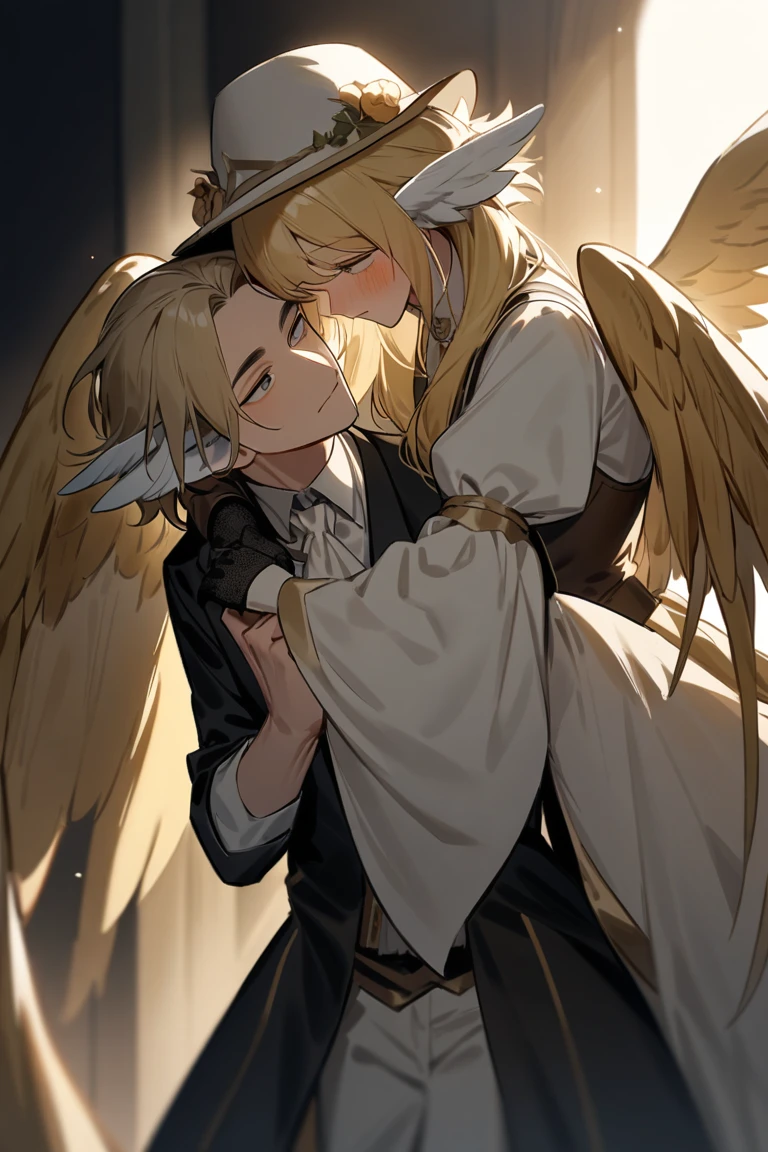 two,((2 boys))((chibi)) boys couple

1the first one:, the first boy have a ((white skin)), with ((black, Korean)) hair, and ((green horns)), and ((green eyes)), and ((wearing a black suite)) ((business man suite)), and he holding his angel's boyfriend((holding him up romanticly way)) his boyfriend,


the second one:((he is an angel)),((with black skin)), and ((yellow hair)), and ((yellow eyes)), and ((wearing a brown jacket,with fur,)) and wearing a ((krystal star around his nick))  ((and brown boat))  