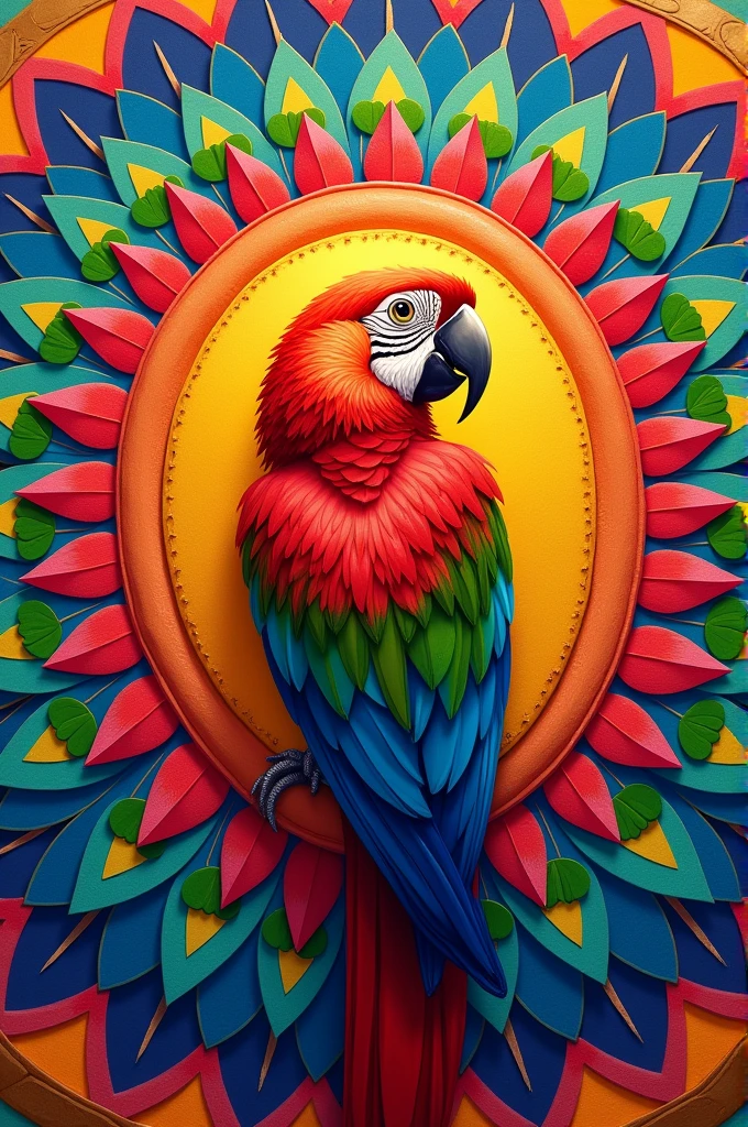 Geomatrical rangoli with parrot SeaArt AI
