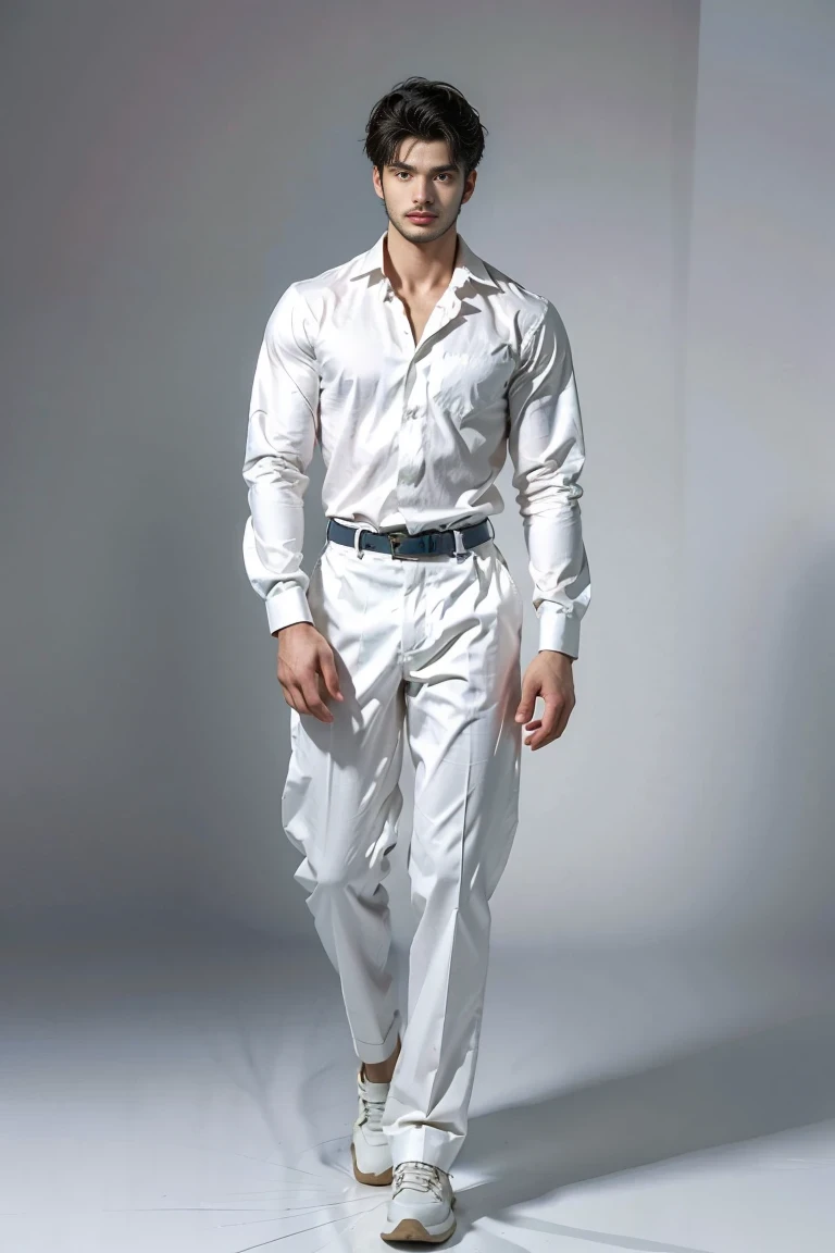 1 men, thailand, face, dashing, natural muscles, white skin, full body, fashion photo, photo model, wearing thailand kingdom clothes