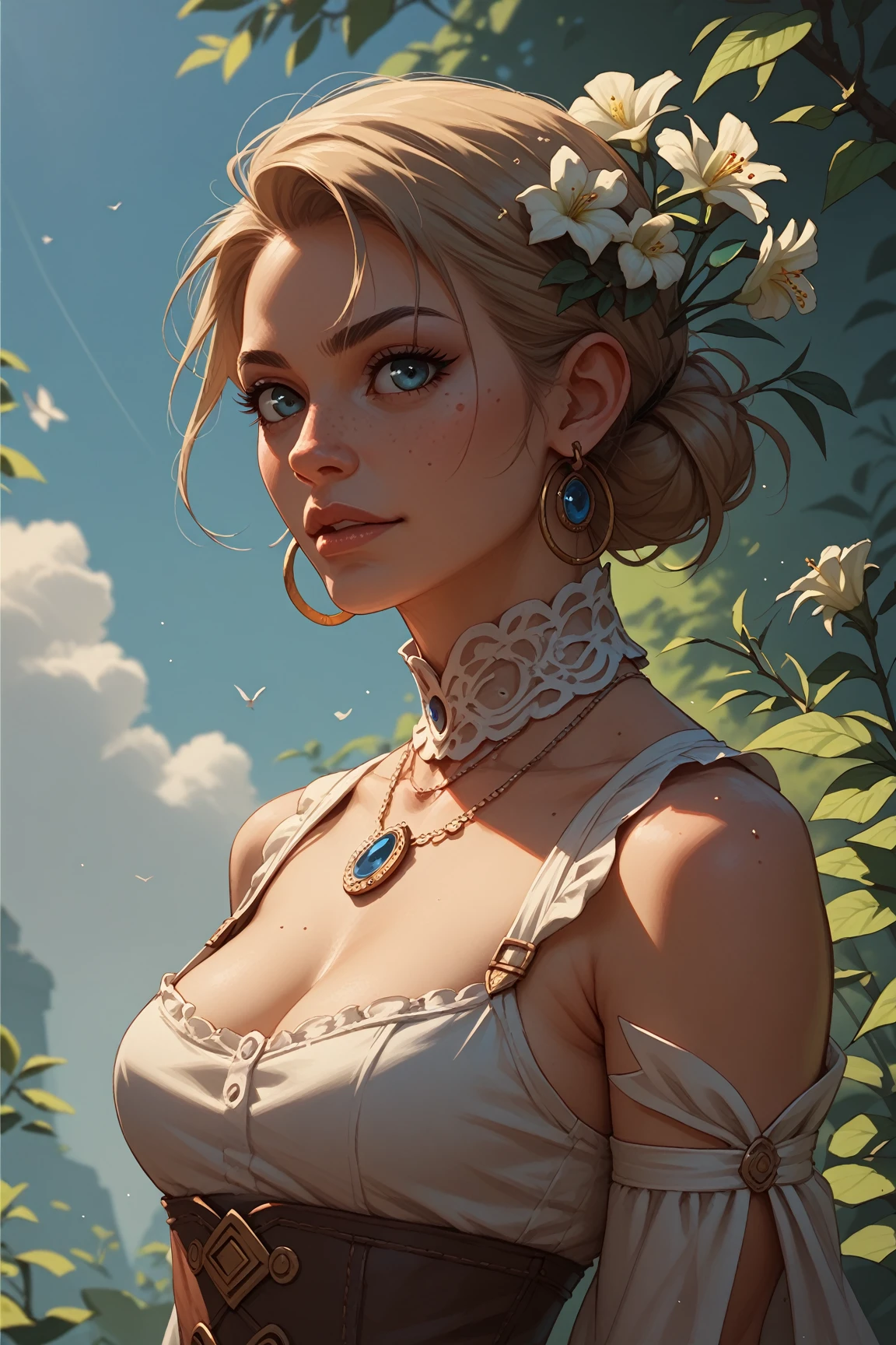 In a very grand scene,The extra-large wide-angle lens captures the appearance of a female centaur。She is a Sunflower Worship nun。She is tall,It has the ultimate curvy beauty,The muscles are slender and firm,Beautiful lines。She has(Super huge sky blue eyes:99.99),Always with sexy glasses。(She wears solemn nun attire:9.9),Stepping on a boot-style skyscraper-heel,A pink cross hangs from his chest。(In front of her is a knitted sunflower potted plant with a healing smile as an iconostasis:99.99)。Use Midjourney's advanced tools,Design noble and solemn nun costumes for female centaurs,and highlight her unique physiological characteristics and appearance details,Add realism。And in the context of her prayers and listening to confessions,Spectacular views of nature,Such as the sky where storms and sunny days alternate、Brilliant rivers of stars and auroras、The snow-capped summit of Mount Everest、Fireworks in the mountain town, etc。ao mesmo tempo,Away from the hustle and bustle next to the chapel,Create a fantastic scene。Use Midjourney's advanced tools and multiple color palettes、Brush Strokes、Texture tools and model packages,It shows a sense of atmosphere where beauty and charm coexist。The charm of the female centaur is highlighted through color and lines,Enhance realism with detailing,Create a surreal dreamy feeling。Additionally,Use Midjourney's tools to add various exorcism props and books to the female centaur、pergaminhos,Create intricate hairstyles and outfits,Give her a sense of premium。She never flinches,No matter what monster you encounter,can respond quickly,Even the most extreme armies of natural disasters and monsters could not stop her and her front(The only sunflower in the picture with the Tyndall effect exuding sunlight:999.9)。Use Midjourney's powerful tools,You can do it with incredible detail and beauty,Bring this ultra-grand and beautiful scene to life。Ultra-grand scenes,super wide shot, hdr,(真实感,Masterpiece quality,best qualtiy),
