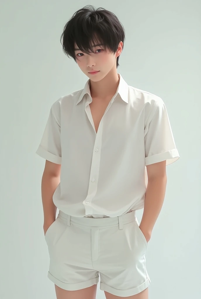best quality, hyper quality, 8k, ultra detail, realistic, RAW photo, dslr, soft lighting, film grain, Fujifilm XT3, Screen Space Refraction, high detailed skin, natural skin texture, Canon 5D, high details,(masterpiece),(best quality),ultra hi res,realistic handsome male, young guy , asian male, blurry background,shirt,blurry,white shirt,1boy,male focus,hands in pockets,realistic,upper body,