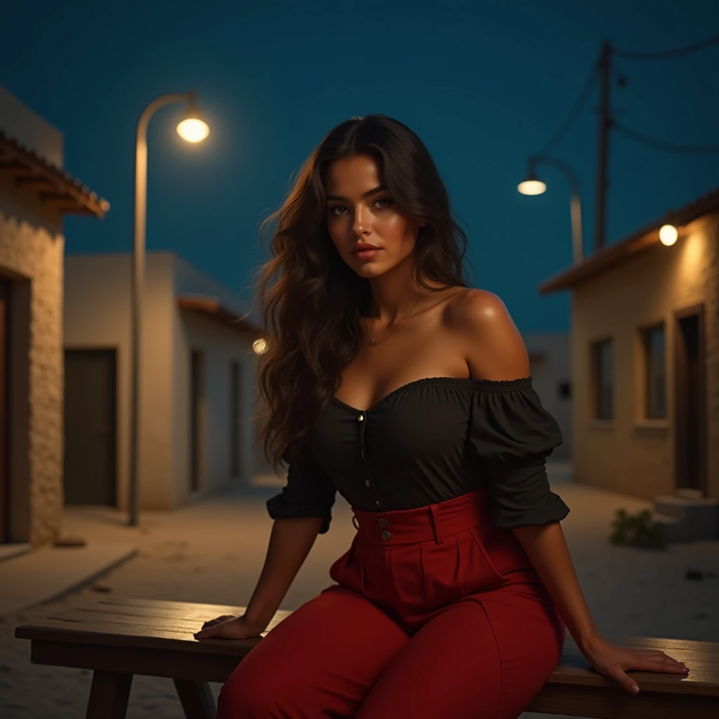 arafed woman with nice attractive sexy clothes, sexy girl with brown eyes, portrait sophie mudd, black hair and large eyes, selfie of a young woman, violet myers, with makeup, natural makeup, looking away from the camera, face with artgram, subtle makeup, stunning upper body shot, in dominican city with beautiful background the buildings , cleavage , show the cars and the people, taking selfie, wearing jumper