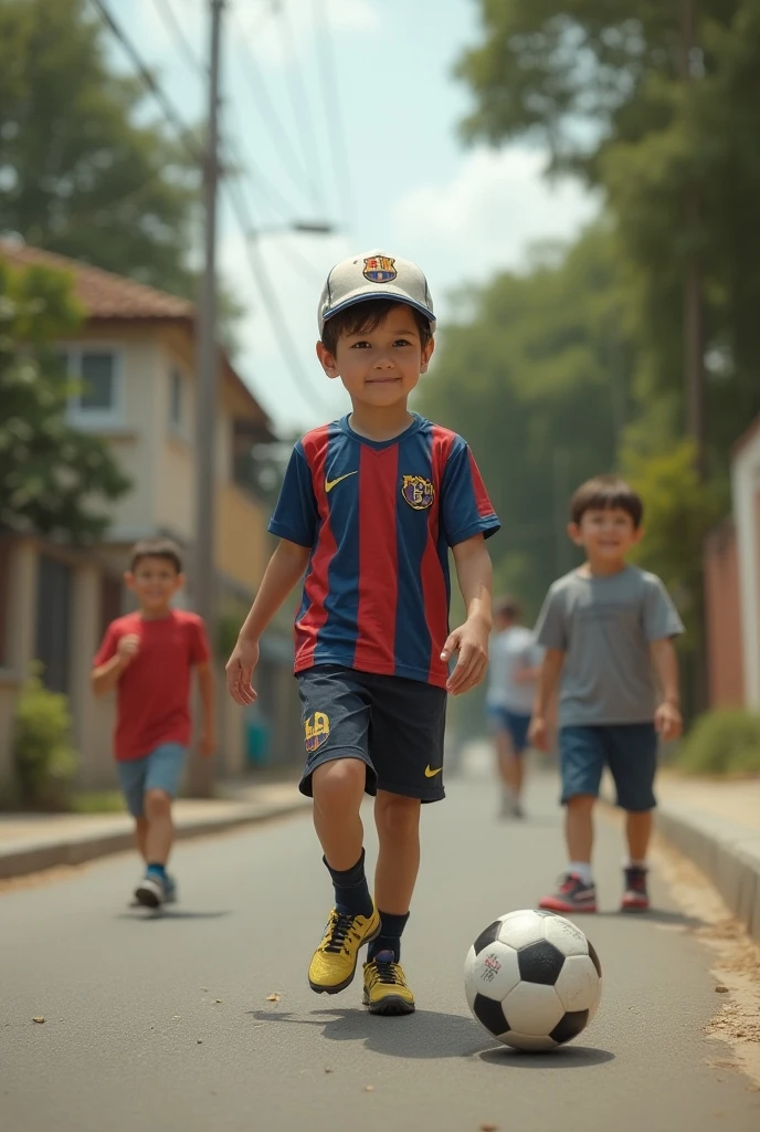 draw me a child with a tuft of hair wearing a Milan shirt beating up a slimmer and thinner child with a Chinese bangs.