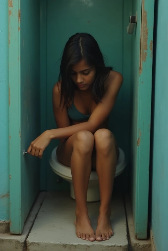 A cute female in the toilet