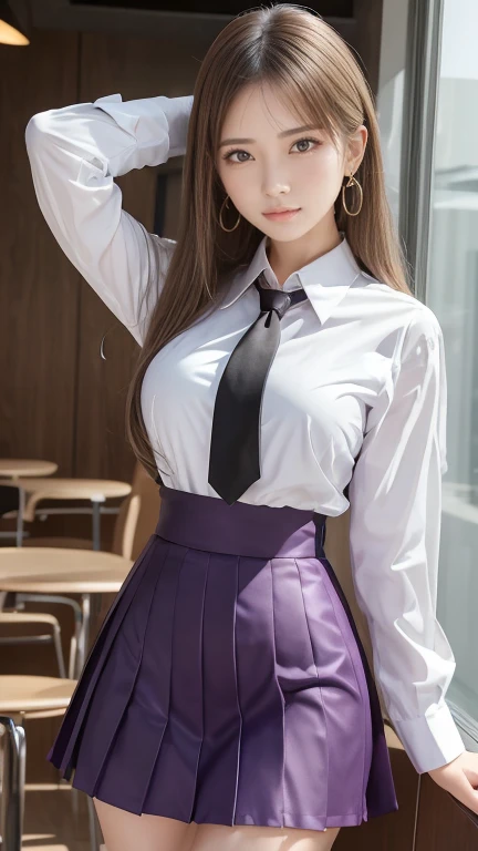 Purple nurse uniform,humongous breats,extremely long hair,knee long socks,miniskirt,transparent,sexy
