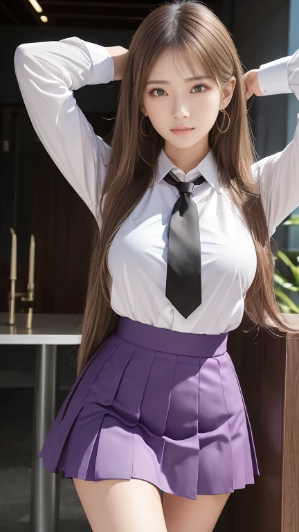 (((Masterpiece，Highest quality，Ultra-high resolution)))，(((極めてdetailed，detailed)))，((Highest quality，8K，16K，))，Japanese，high school girl，Girls&#39; School，Gal，cute，Beauty，sexy，glamorous，，cardigan，blouse(Wearing clothes next to the skin)，mini skirt，loose socks，gymシューズ，gym，lecture hall，((高校の学園祭のミスコンで壇上するhigh school girlが観客と応援している友達に手を振る様子))