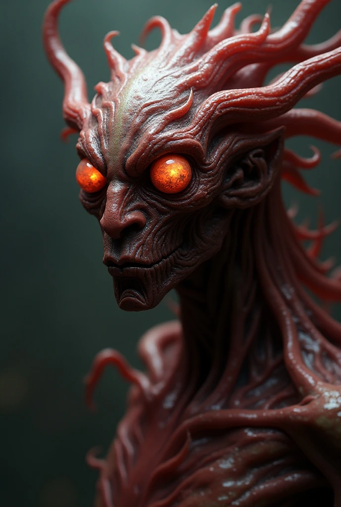 a close up of a person with a glowing body and mouth, zombie from doom eternal, elden ring cinematic lighting, unreal engine : : rave makeup, highly detailed surreal vfx, detailed hot maw, photorealistic special effects, highly detailed barlowe 8 k, slimy unreal engine, unreal engine 5 : :, cinematics lighting, menacing. unreal 5, doom engine --auto --s2