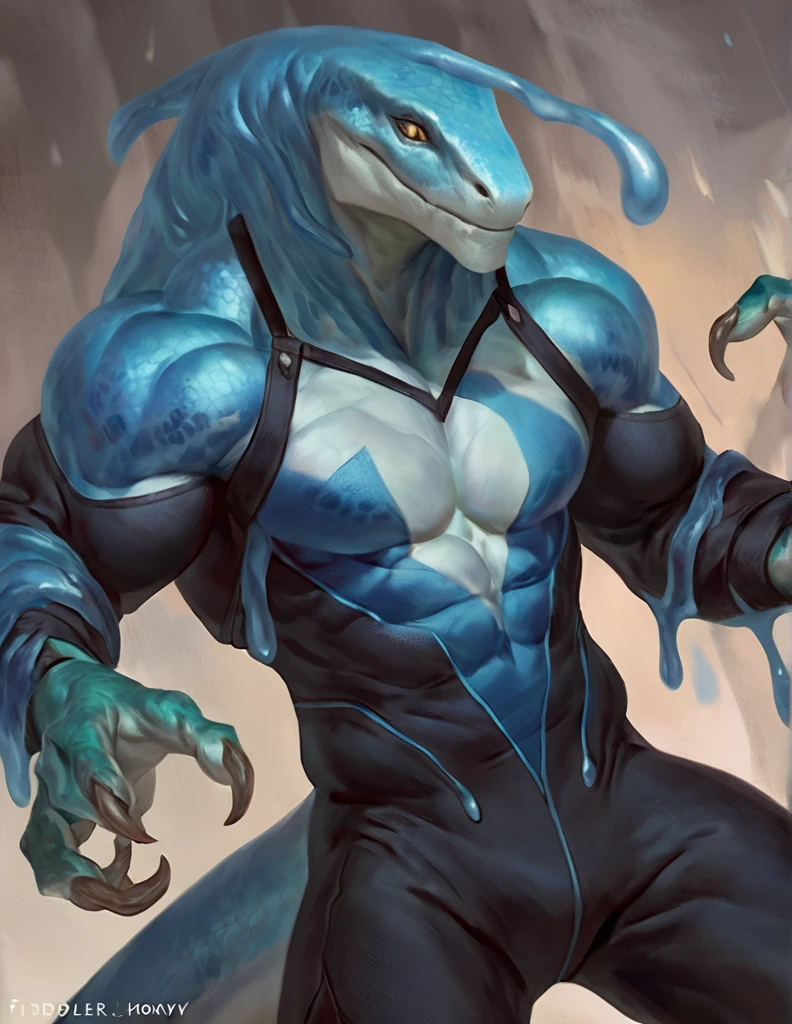 ultra-detailed, masterpiece, masterwork, high quality, best quality, hdr, posted on e621, (by darkgem), (nature, hot spring, waterfall), nsfw, male, solo, (blue little body dragon), dragon, (long silver hair, yellow eyes, detailed eyes, white shark body), (nude, littlepenis, foreskin, balls), stylish pose, front view, dynamic angle, wet body, ((Masturbation, cum, precum))