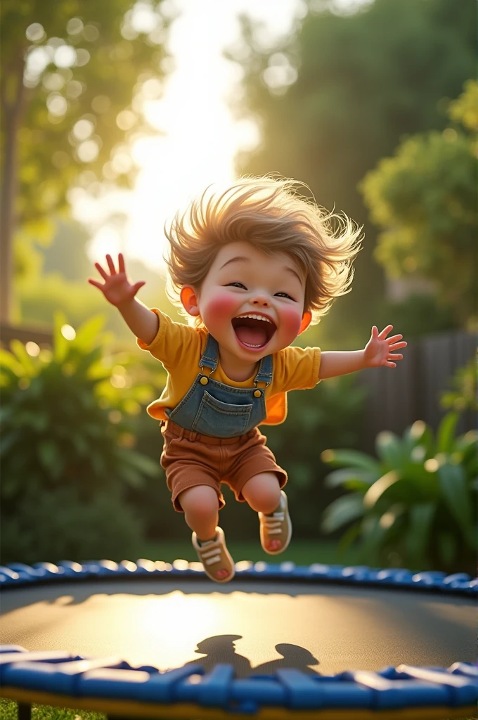 child jumping on a trampoline