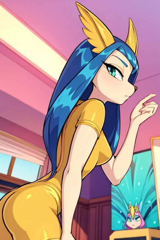 (((my little pony))), solo, white body, ((cum in ass)), ((long home dress)), ((girly clothes)), beautiful pony body, ((seductive perky big butt)), behind view, (((Shining Armor))), (((Princess Celestia))), ((4 legs)), radiant lighting, vibrant colors, whimsical atmosphere, 8K, high resolution, highly detailed, masterpiece, (glossy oiled body), ((shy face)), ((pony breasts)), (((cover photo for an sexy magazine:1.2))), lace stockings, camasutra, (((Shining Armor riding on the Princess Celestia dick)))
