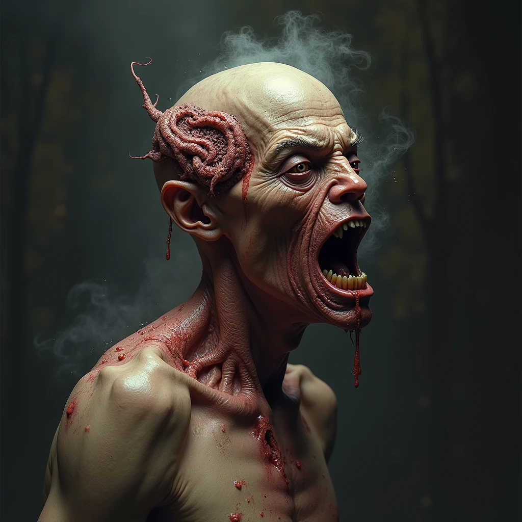 Monster tumor on the head. terror, horror, supernatural , 1990