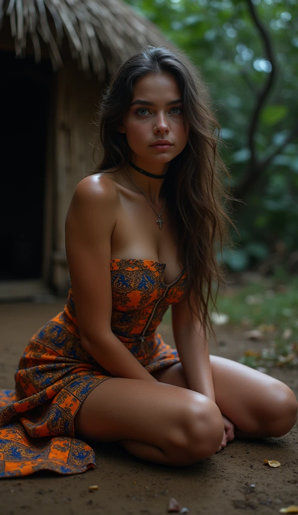 une femme brune sexy, avec des cheveux noirs et des marrons, dressed in a summer outfit, dans un parc, realistic body, realistic face,8k,yeux parfaits,Fujifilm XT3,Heure d&#39;or,85mm,best quality,high resolution
