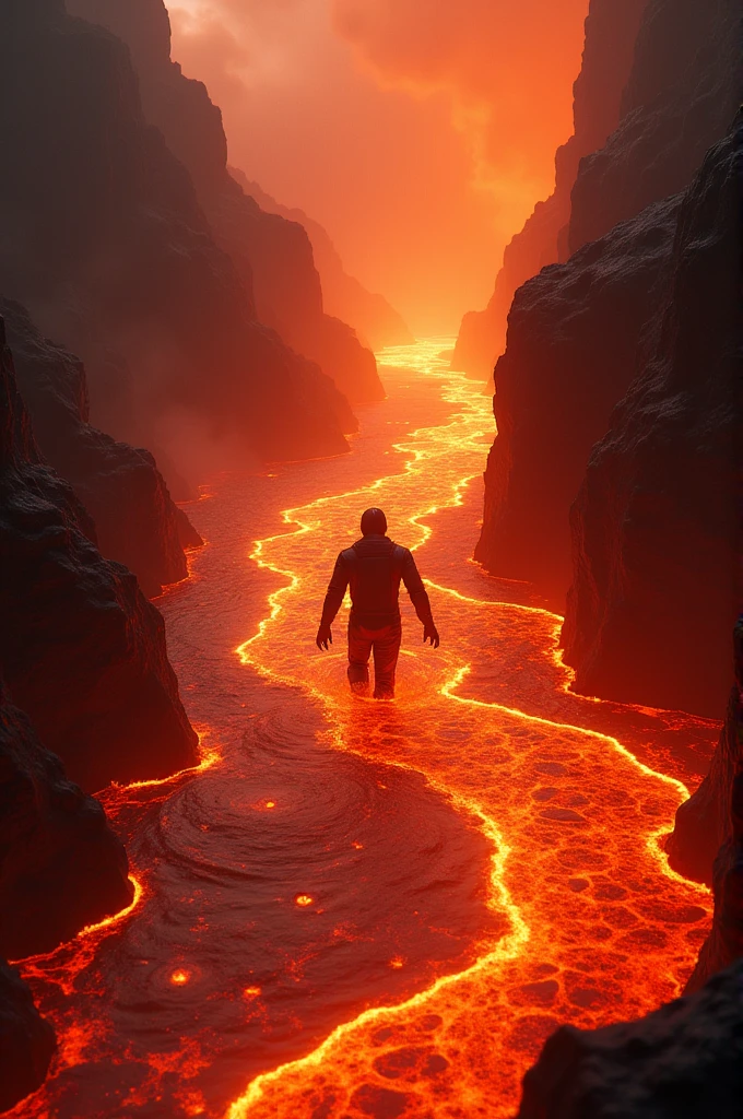 A person cannot sink into lawa because it is dense with leg drowning into lava and hopeless