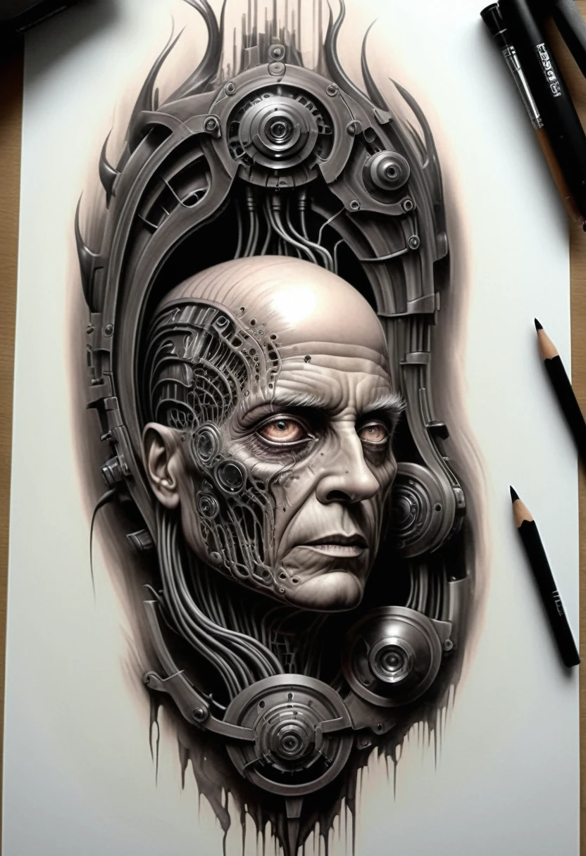 a human transforming into a biomechanical man, digital painting, highly detailed, intricate details, intricate, elegant, sharp focus, beautiful, art by artgerm and greg rutkowski and alphonse mucha