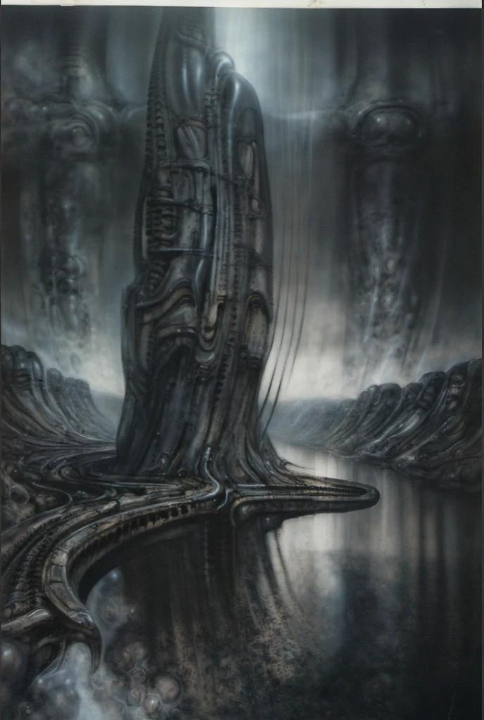 H. R. Giger's g1g3r, , Giger_style, , The image is a detailed view of H.R. Giger's \" Alien III \" plate, featuring HRGGR, H.R. GIGER This is a sepia tone photograph of derelict spaceship's side. With astronaut. The ship has a large hull and is adorned with various patterns and designs. (Isometric positioning:1.4) , (Triadic:1.1), (Proportion:1.1), , (Reflected light:1.2), Parchment, , ultra detailed, intricate,, dry b (best quality:1.4), H.R. GIGER, BY GIGER