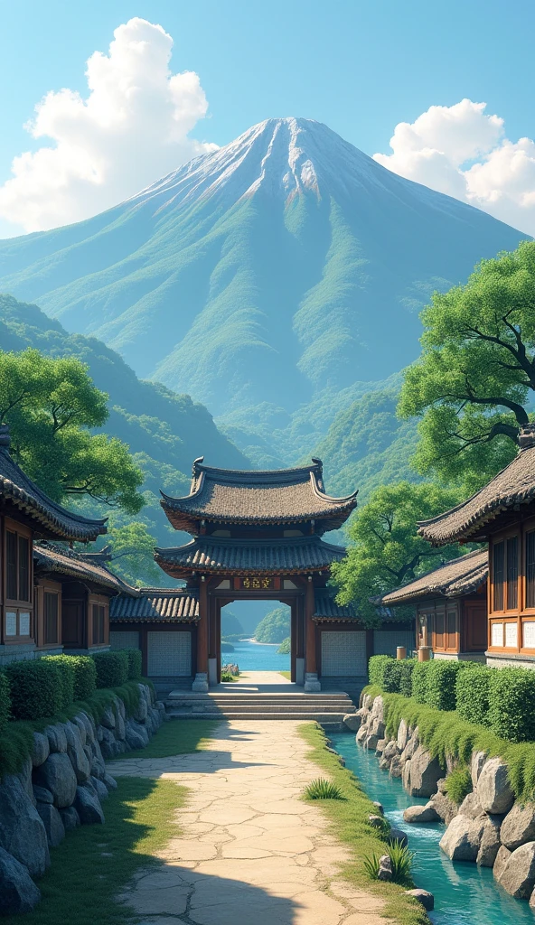 Ancient Japanese City Panoramic View