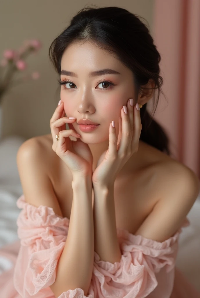 Close up portrait of woman in pink bikini sitting on bed, with beautiful exotic, Beautiful Asian Girl, Sexy Girl, 18 years old, Sexy hot body, Asian Girl, goddess of Japan, Sexy body, gorgeous chinese model, Sexy look, Sultry body with sexy belly, Good young girl, angela white, Beautiful body and face, thick body
Task in Progress74%