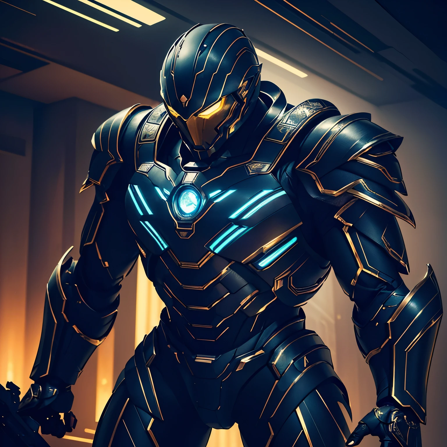 A group of powerful heroes in futuristic metallic armor, cinematic pose, dynamic action scene, dramatic lighting, cinematic composition, highly detailed, intricate mechanical designs, glowing energy effects, vibrant colors, epic sci-fi, (best quality,4k,8k,highres,masterpiece:1.2),ultra-detailed,(realistic,photorealistic,photo-realistic:1.37)