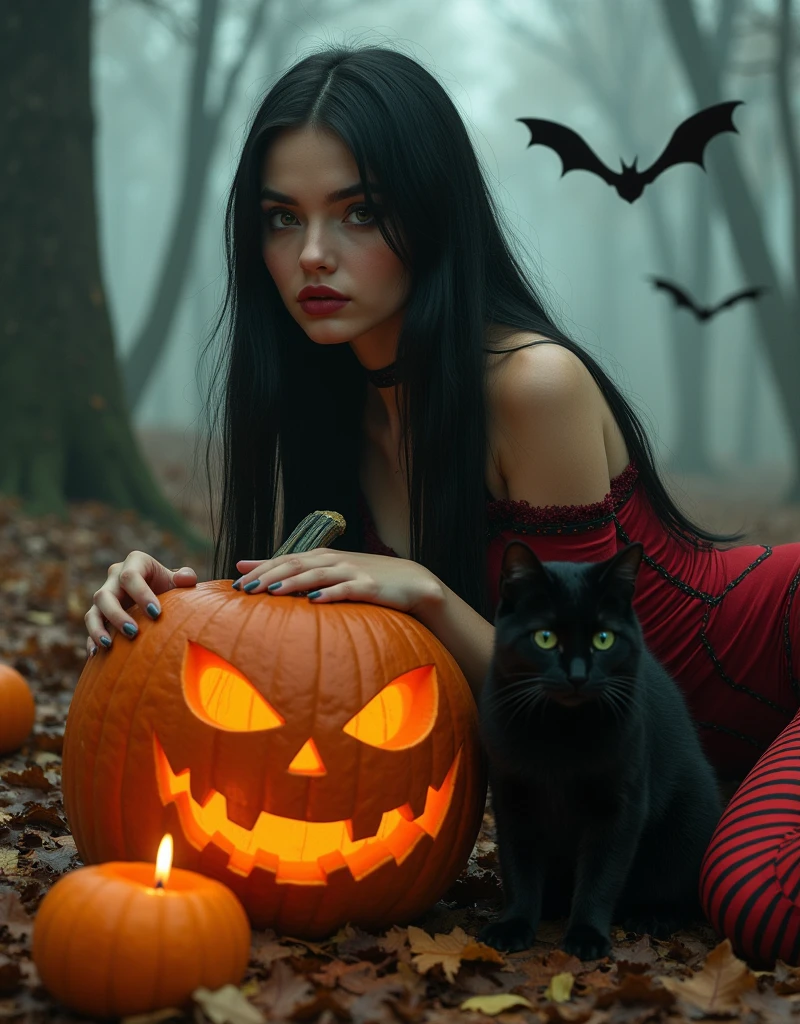 The woman,cat, Halloween,ghotic,Vampires