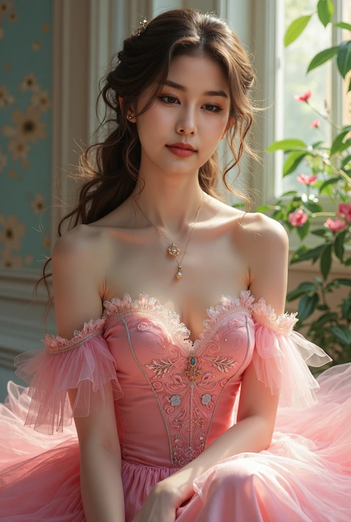 Beautiful princess i red dress, 18. century, realistick, 8k --auto --s2