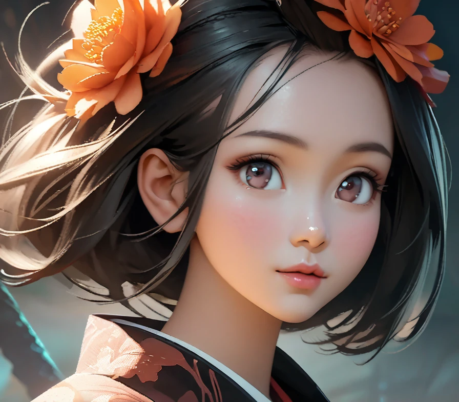 arafed woman in a kimono with flowers on her head, beautiful digital artwork, beautiful digital illustration, beautiful digital painting, gorgeous digital painting, artwork in the style of guweiz, photorealistic anime girl render, smooth anime cg art, beautiful digital art, great digital art with details, stunning digital illustration, detailed digital anime art, render of april, beautiful anime portrait