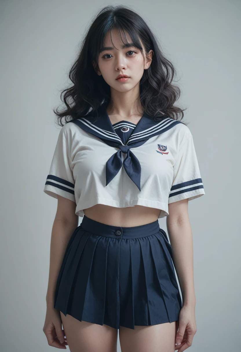 Japanese,Airy hair,black hair,busty,sailor suit