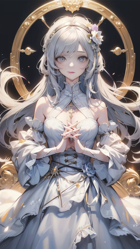 ((masterpiece)), (White Robe,Wear leggings,One person,young woman:1.5), (harf body,standing:1.2),Intricate details, View your viewers, beautiful, Fine eyes and lips,Fantasy,Perfect Face, (1 girl,White background:1.3),Transparent,Long black hair,Fantasy,pretty girl,beautiful表情,Detailed facial expressions