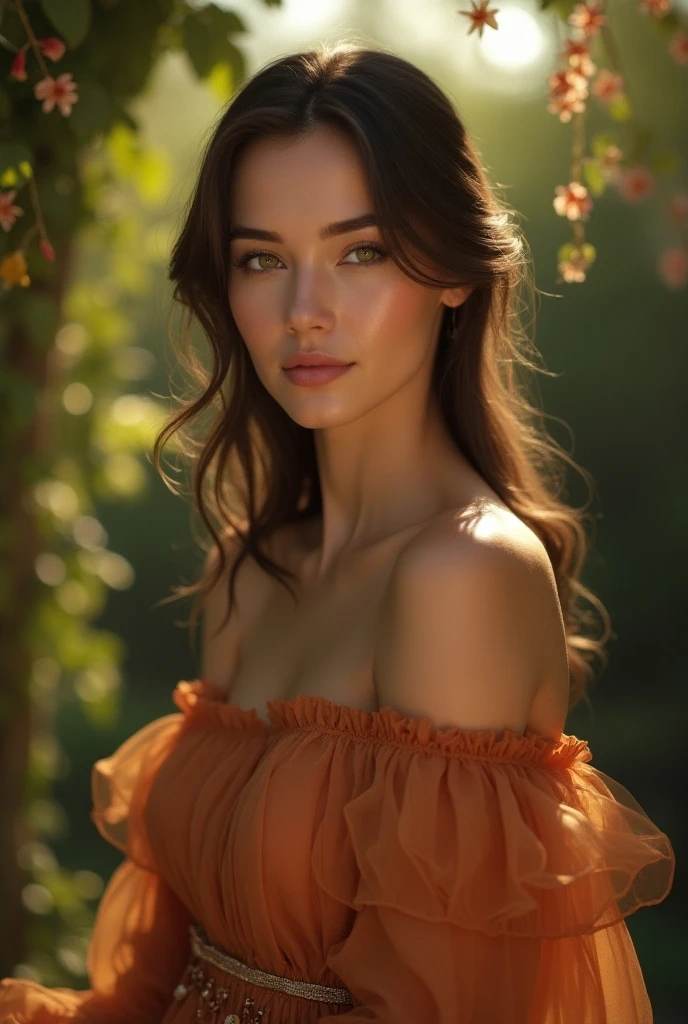 beautiful model in floral dress