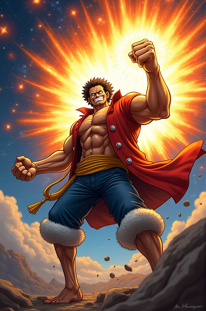 Make a meme of the Indonesian DPR building with Garp on it(one piece) who wants to punch a building with the power of his galaxy impact