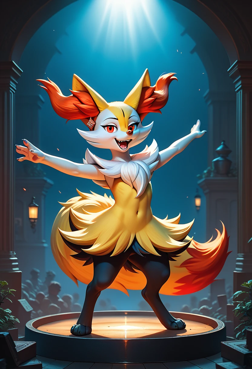 score_9, score_8, score_7, score_6, a detailed and realistic feral Braixen, looking directly at the viewer, standing full body pose, wearing earrings and eye shadows, high quality, 8k, hyper detailed, cinematic lighting, vibrant colors, photorealistic, masterpiece,