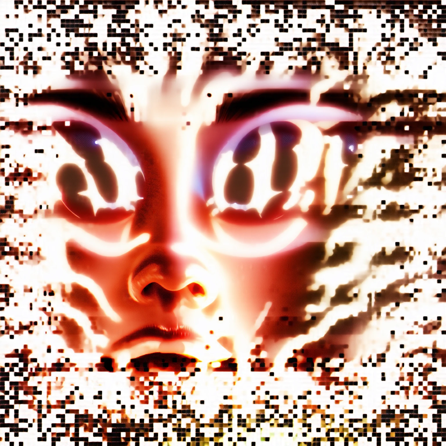tmasterpiece, , Ultra-high resolution , Fluorescent color,, 1个Giant Breast Girl, watching the audience , Beautiful Face, Beautiful eyes, (cropped shoulders: 1.2), raised head, Upper body, ln the forest, Shiny hair, Glowing skin, Glow-emission cut, tchibi, Finger proportion coordination