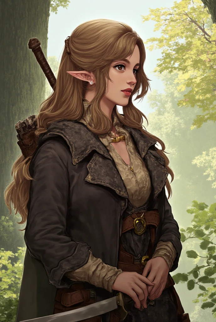 ((Best))) (((k hd))) (((8 thousand))) (peculiarity) 20 year old girl, ((adventuring)) the elf, ((Beautiful)) big breasts and big breasts ((Happy)), ((Brown hair)) big breasts and big breasts ((long whitr hair)).
