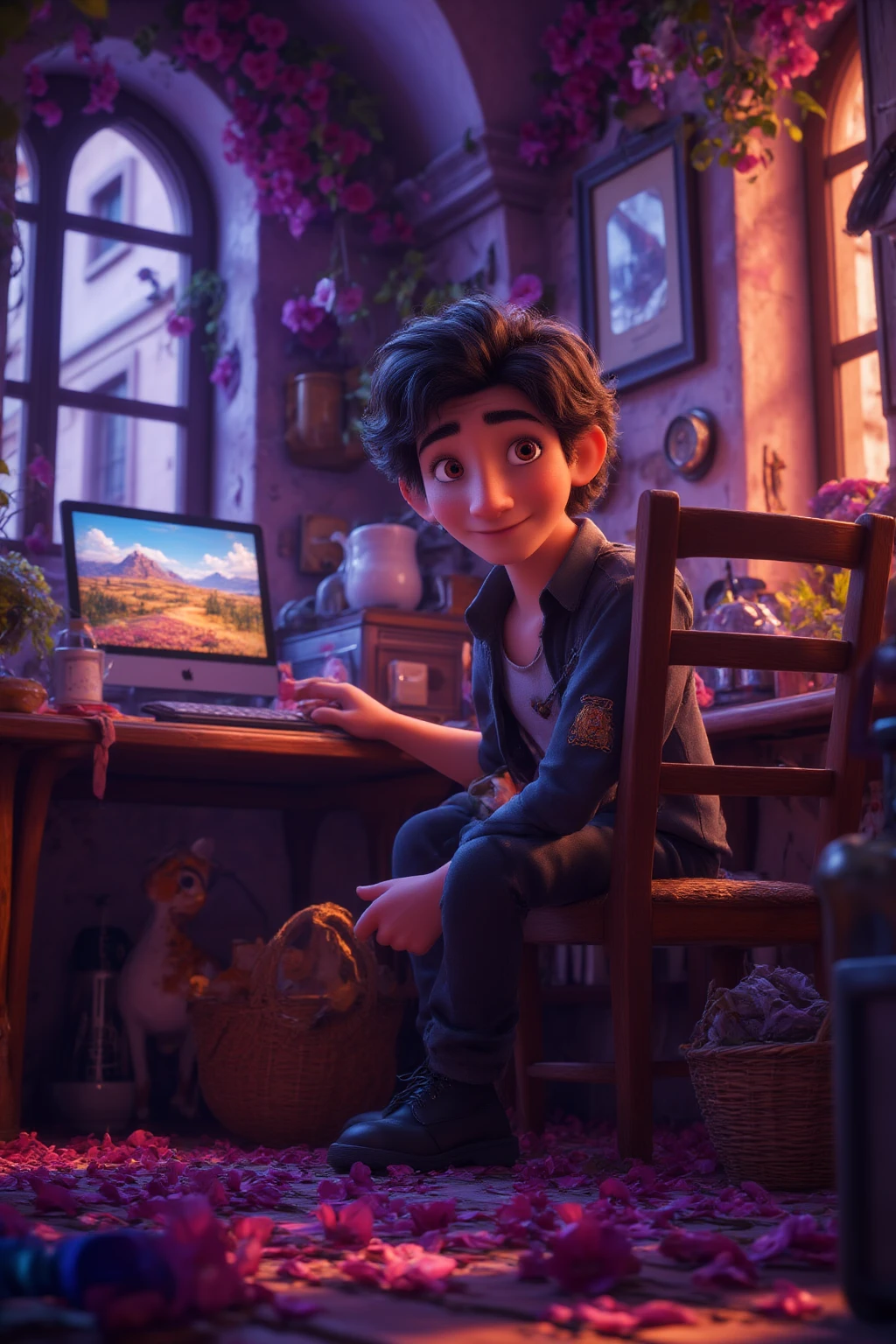 anime guy sitting at a desk with a laptop and a monitor, anime style 4 k, 4k anime wallpaper, badass anime 8 k, 4 k manga wallpaper, young anime man, anime boy, anime wallpaper 4 k, anime wallpaper 4k, high quality anime artstyle, anime moe artstyle, anime art wallpaper 8 k, anime art wallpaper 4 k, RGB lighting,