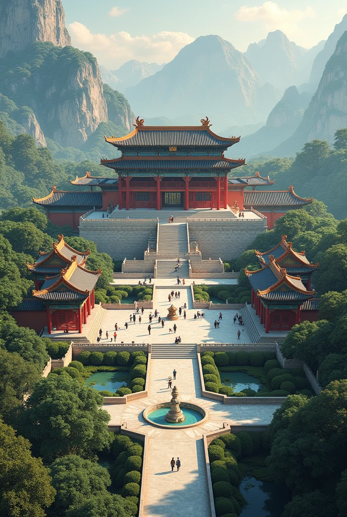 Hanshan Temple outside Gusu City, the midnight bell to the passenger ship, superb, masterpiece, illustration, wallpaper, absurd, bird's eye view, bird's eye view: 0.3 --auto --s2