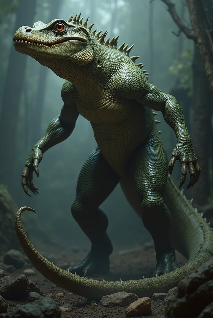 Ultra realistic giant humanoid chameleon monster