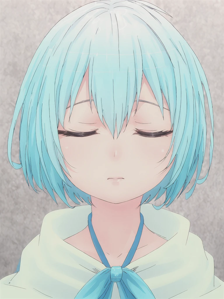 masterpiece,best quality,
1girl,short hair,hair between eyes,white hair,turquoise eyes,half-closed eyes,
