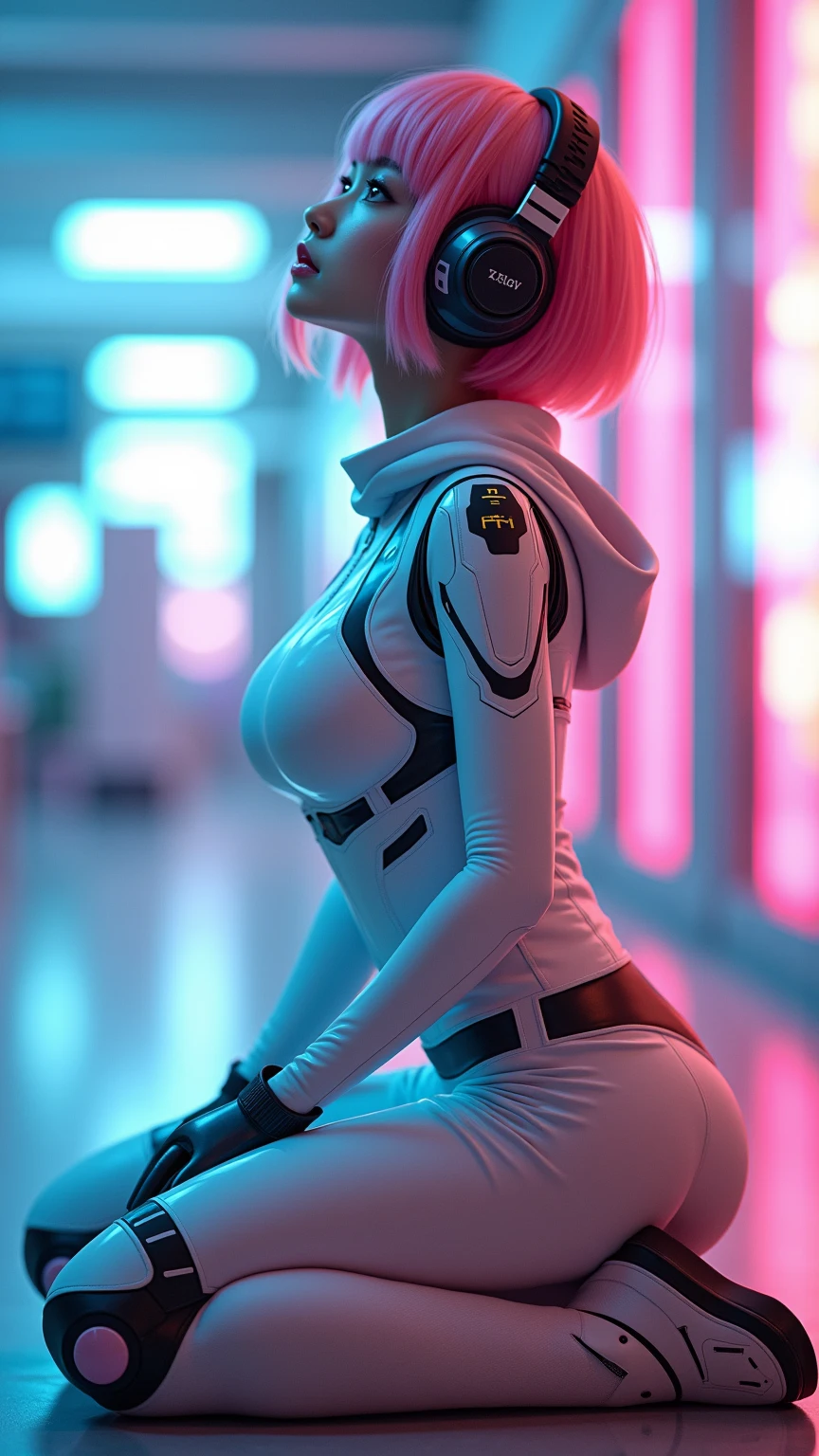 (ultra high res,photorealistic,realistic,best quality,photo-realistic),
(8k, raw photo, best quality, masterpiece),
(photon mapping, radiosity, physically-based rendering,automatic white balance),
technological sense, best quality, masterpiece, illustration,CG ,unity ,wallpaper, official art,
Amazing, finely detail, an extremely delicate and beautiful,extremely detailed,
highly detailed, sharp focus,rich background,blurry background,
(real person,photograph),
(((high detailed skin,visible pores))),1 girl,full body,(((Ghost In The Shell)))
(((face close-up,haunting smile,moist lips))),
((irises and pupils are rounded,the pupil reflects the surroundings,eyes are not the same size)),
((Big eyes,perfect eyes,watery eyes)),
((short hair,pink hair,thick bangs)),
((small breasts)), ((Cyberpunk 2077,Future, City, skyscraper)), (((Neon, Display Screen, Advertising))), Night, Flooding, Reflection,Tight combat uniform, stainless steel,LED,laser,((Data cable, optical fiber, computer,VR)),current