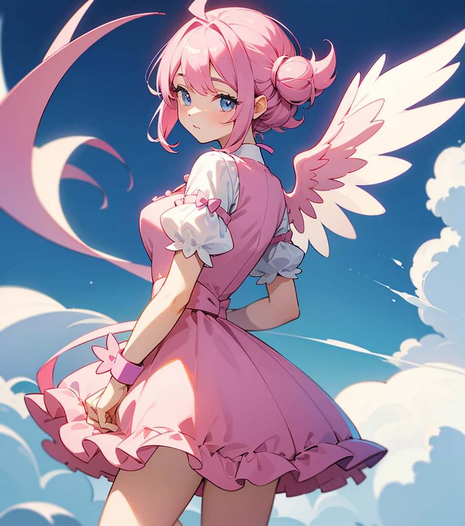 head to thigh, close up, perfect anatomy, white panty, pink clothes, sailormoon, sad, annoying, frown, tearing up, tired, :o, bleed, dirty, torn clothes, detailed background