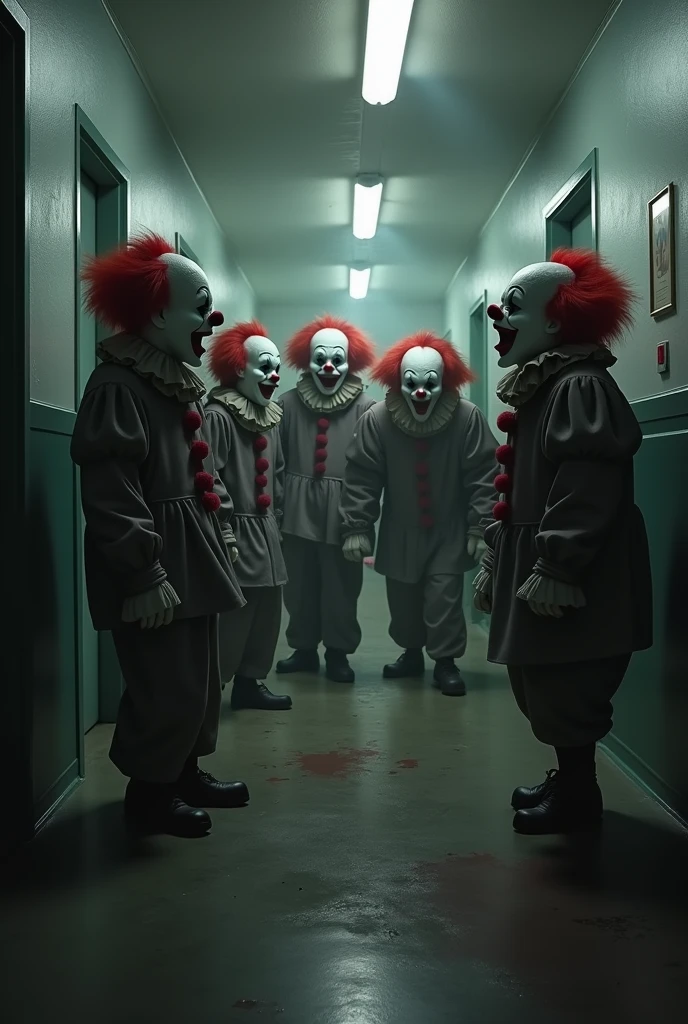killer clowns with knives in their hands 