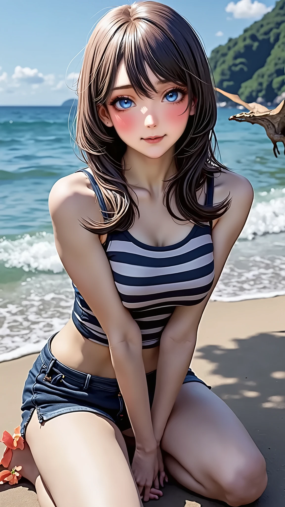 Kizi,比基尼,sea beach,Large chest