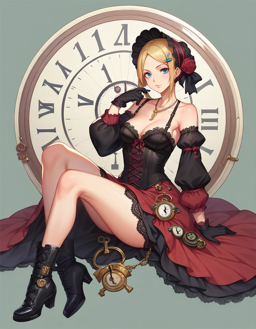 {best_quality},{{masterpiece}},{highres},original,extremely_detailed_wallpaper,girl,{an_extremely_delicate_and_beautiful girl},{{ultra-detailed}},{illustration},dance with passion,dynamic,
<lora:Reverse Bunny Suit æè£:1:lbw=MIDD>,rabbit ears,(Reverse Bunny Suit:1.2),bare navel,(heart pasties:1.2),
<lora:qianren-v100-000021:0.8:lbw=OUTALL>,qianren,1girl,blonde hair,pantyhose,(joints:1.2),blindfold,gloves,small breasts,
collarbone,full_body,gloves,SMILE,simple_background,skirt_hold,solo,standing,white_background,(vines),(Chains),cage,bandage,(red rope),hazy,gear wheel,industry,water vapor,steampunk,clock,