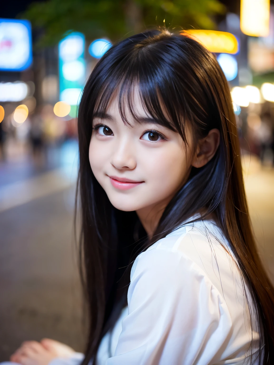 Best-quality, Masterpiece, Ultra-High-Resolution, (Photorealistic:1.4), Raw-Photo, Extremely-Details, Perfect-Anatomy, 1girl, 15-years-old, the most famous Japanese idol, at stormy street, innocent-smile, looking at viewer, extremely cute face like the most popular Japanese idol, extremely beautiful big-black-solid-circle-eyes, extremely beautiful hair, extremely beautiful skins, extremely beautiful long-eyelashes, extremely beautiful lips, wearing spring-clothes with cute-design