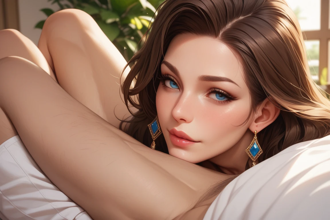 (best quality,highres),sexy woman with thick, braided hair, lustful gaze, and sultry pose, emphasizing her intense sensuality. Her face has beautifully defined features, including long eyelashes and plump lips. Her medium-sized chest is accentuated by a revealing crop top, drawing attention to her alluring cleavage. Her hands rest confidently on her curvy hips, exuding a sense of power and allure. She is dressed in a fashionable miniskirt, adding to her seductive appeal. The image captures her irresistible confidence and magnetism.

For the background, a dimly lit, atmospheric setting amplifies the woman's enchanting presence. Soft, warm lighting casts an inviting glow on her feminine silhouette. The color palette consists of rich, deep shades, accentuating her captivating beauty. The image exudes a seductive and glamorous aura, capturing the viewer's attention and leaving a lasting impression.

Medium: Photorealistic portraits
Additional details: Smoky eye makeup, perfectly manicured nails, high heels, striking accessories such as statement earrings or a delicate necklace.