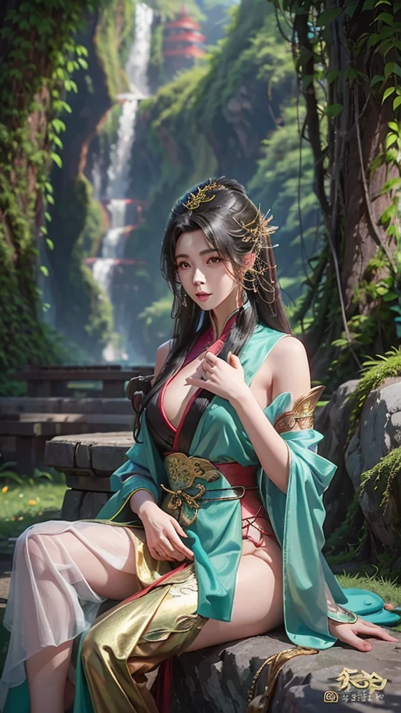 Exorcising evil spirits at the shrine17Beautiful girl about her age、Shrine maiden、Androgynous beautiful face、Perfectly trimmed face、Beautiful proportions、Open your mouth slightly、
Black hair and sky blue mesh hair、ponytail、White ribbon、Shrine maiden服、Naginata、Waist-length hair、Loose waves in black hair、Tie the side hair back with a green string.、From the waist up、Blue Eyes、Looking sadly at the sky、Swaying earrings、Finely carved blue gemstone necklace、choker、Hair dancing in the wind、(((In his right hand he holds a spellbook engraved with a crimson red pentagram.)))、Staring at the sky, I chant a spell、Open your mouth、((A dazzling light shoots out from the spellbook into the sky.))、Intricate and elegant embroidered innerwear in black and gold、Hooded coat with fluffy white feathers、Coat fluttering in the wind、White feathers flying in the air、Left hand pointing straight up towards the sky、A small pale light from my fingertips、Dark sky、lightning、Gazing at the sky、Beautiful hand ultra wide shot、Focus on people、masterpiece, best quality, ultra detailed, insanely detailed, exquisite, beautiful, 16K, highres