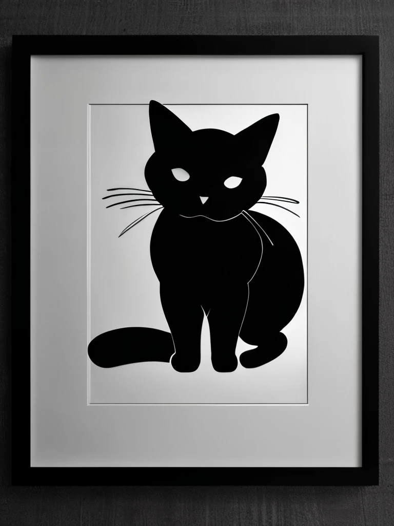 a black and white photo of a cat in the dark, a charcoal drawing by Caroline Lucy Scott, featured on pixabay, fine art, on black paper, cat silhouette, white ink sketch on black paper, detailed silhouette, chiaroscuro painting, black and white cat, chiaroscuro, monochrome drawing, light charcoal drawing, black silhouette