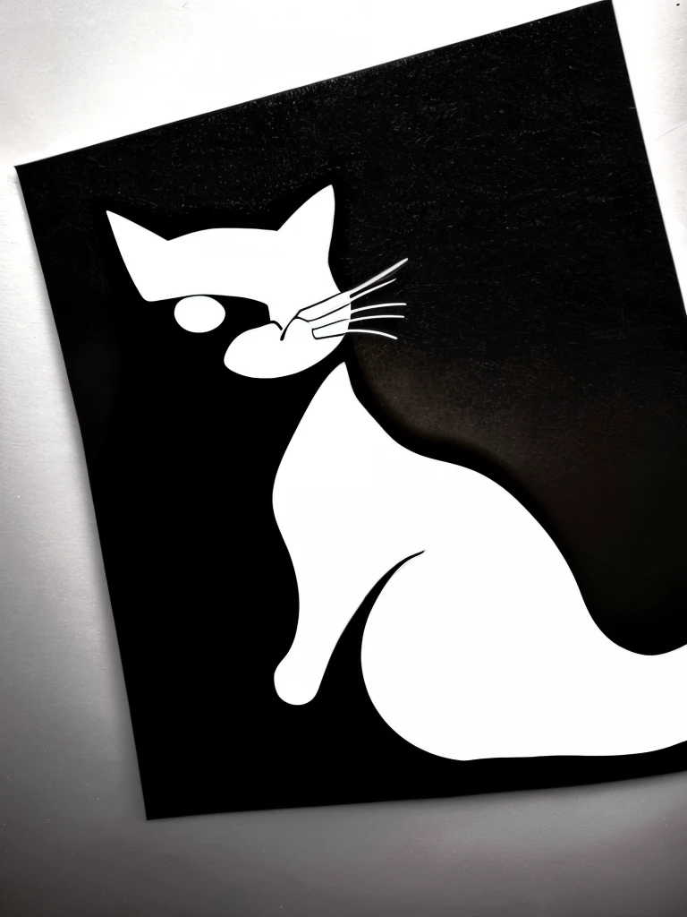 a black and white photo of a cat in the dark, a charcoal drawing by Caroline Lucy Scott, featured on pixabay, fine art, on black paper, cat silhouette, white ink sketch on black paper, detailed silhouette, chiaroscuro painting, black and white cat, chiaroscuro, monochrome drawing, light charcoal drawing, black silhouette